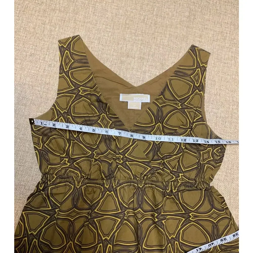 Michael Kors Women V Neck Sheath Dress High Waist Sleeveless Size PS Cotton